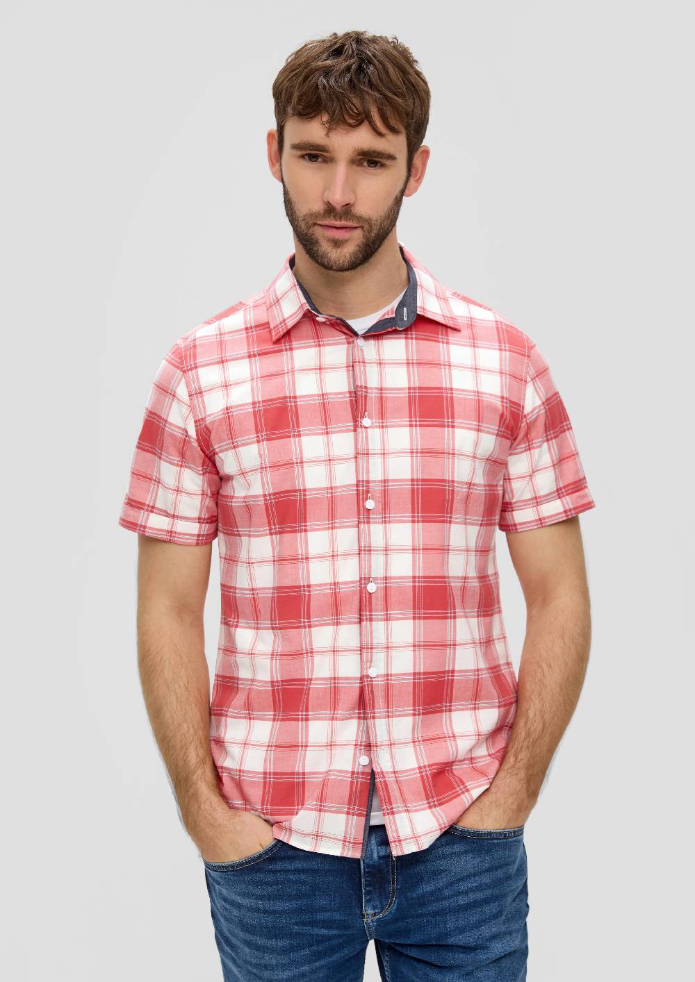S.Oliver Kurzes Baumwollstretch-Hemd Im Slim Fit