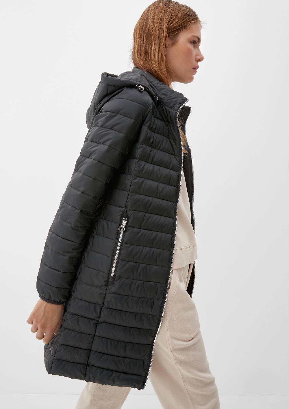 S.Oliver Lange Steppjacke Mit Abnehmbarer Kapuze