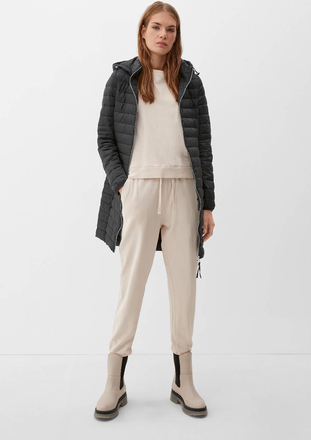 S.Oliver Lange Steppjacke Mit Abnehmbarer Kapuze