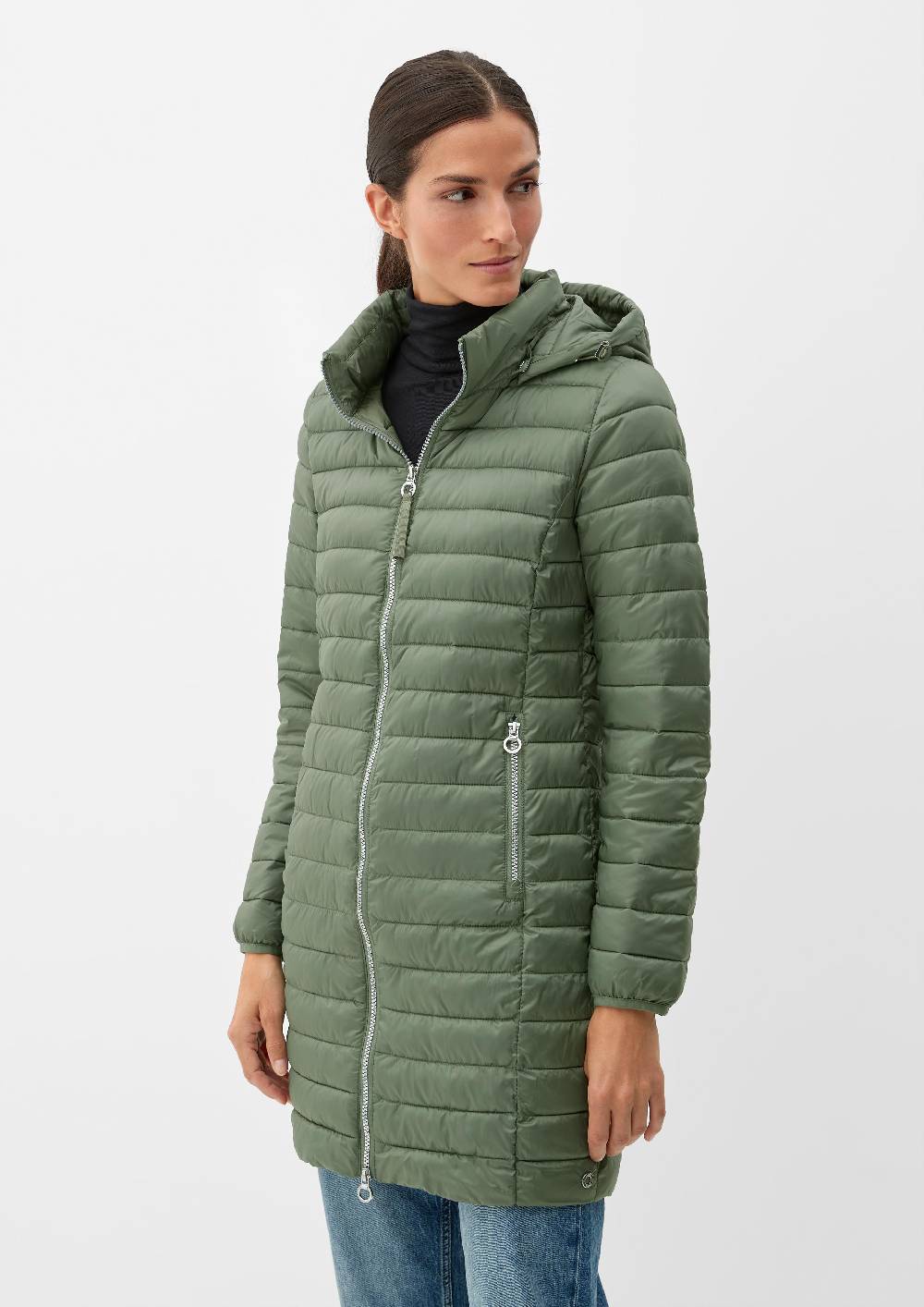 S.Oliver Lange Steppjacke Mit Abnehmbarer Kapuze