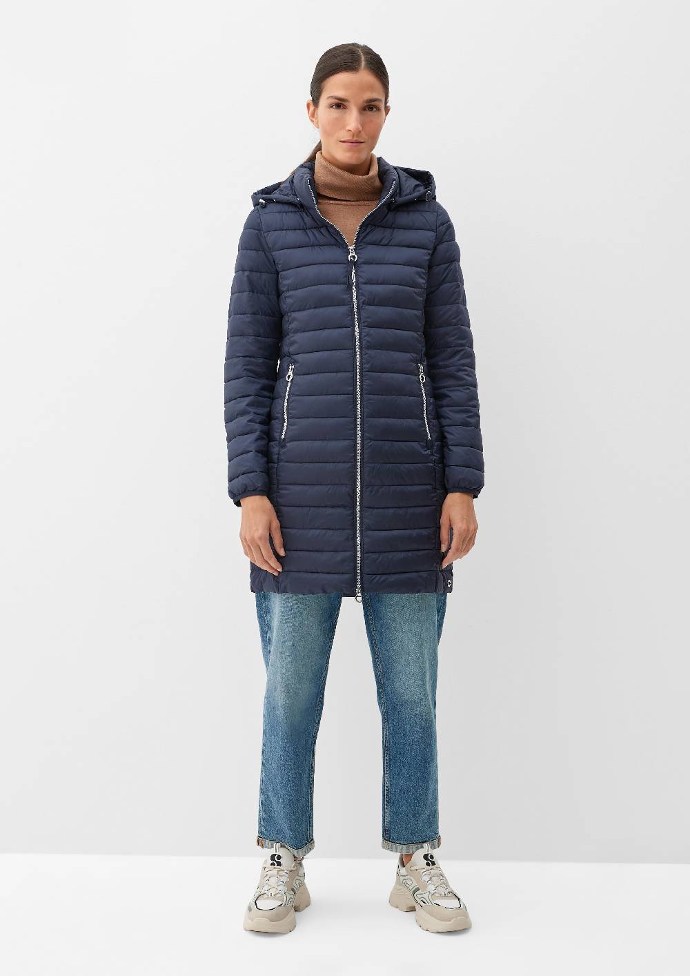 S.Oliver Lange Steppjacke Mit Abnehmbarer Kapuze