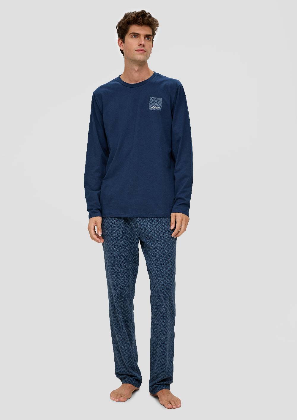 S.Oliver Langes Pyjama-Shirt Mit Logoprint