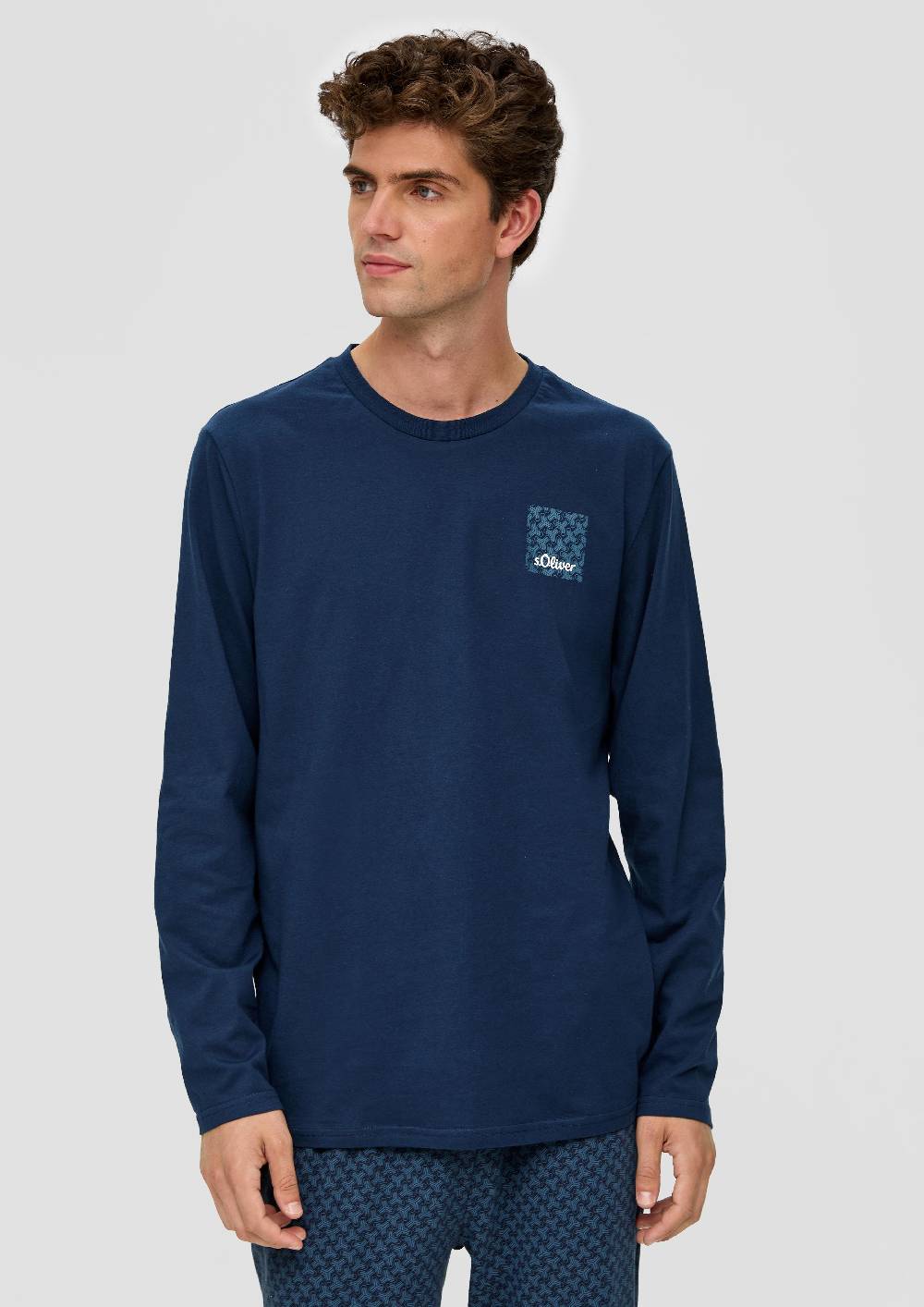 S.Oliver Langes Pyjama-Shirt Mit Logoprint