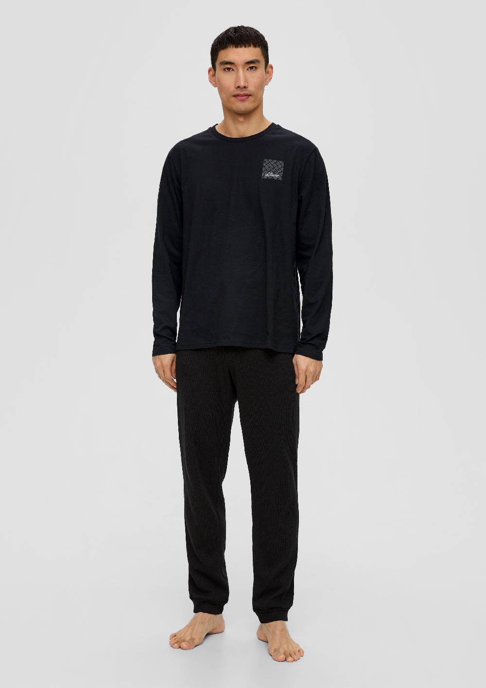 S.Oliver Langes Pyjama-Shirt Mit Logoprint