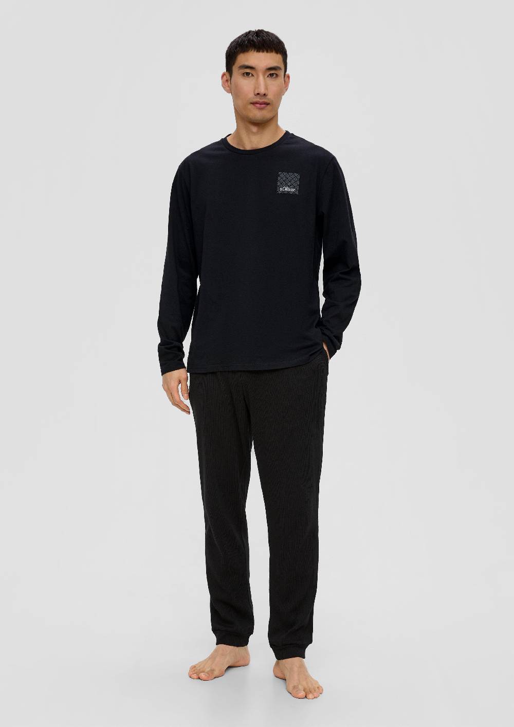 S.Oliver Langes Pyjama-Shirt Mit Logoprint