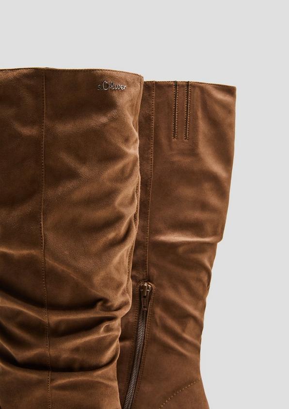 s.Oliver Langschaftstiefel in Veloursleder-Optik