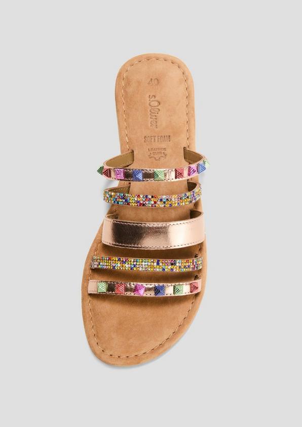 s.Oliver Leder-Pantoletten mit Riemen