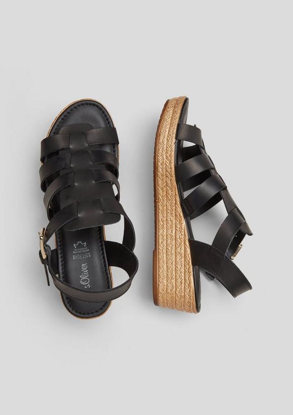s.Oliver Leder-Sandalen mit Keilabsatz
