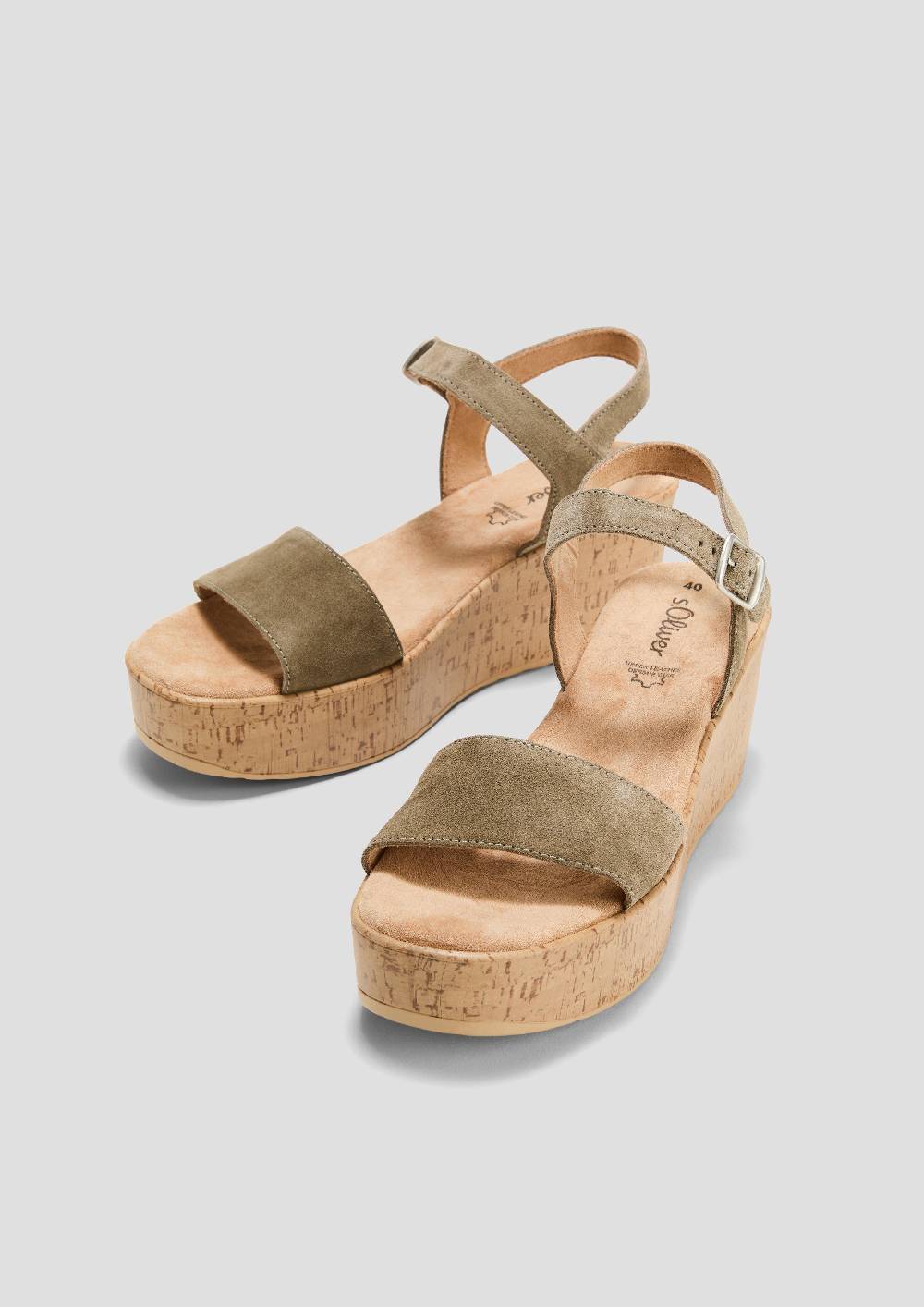 S.Oliver Leder-Sandalen Mit Keilabsatz