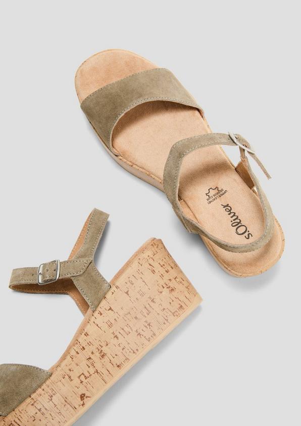 s.Oliver Leder-Sandalen mit Keilabsatz