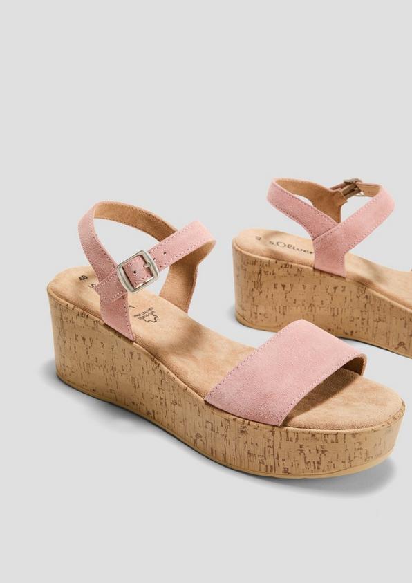 s.Oliver Leder-Sandalen mit Keilabsatz