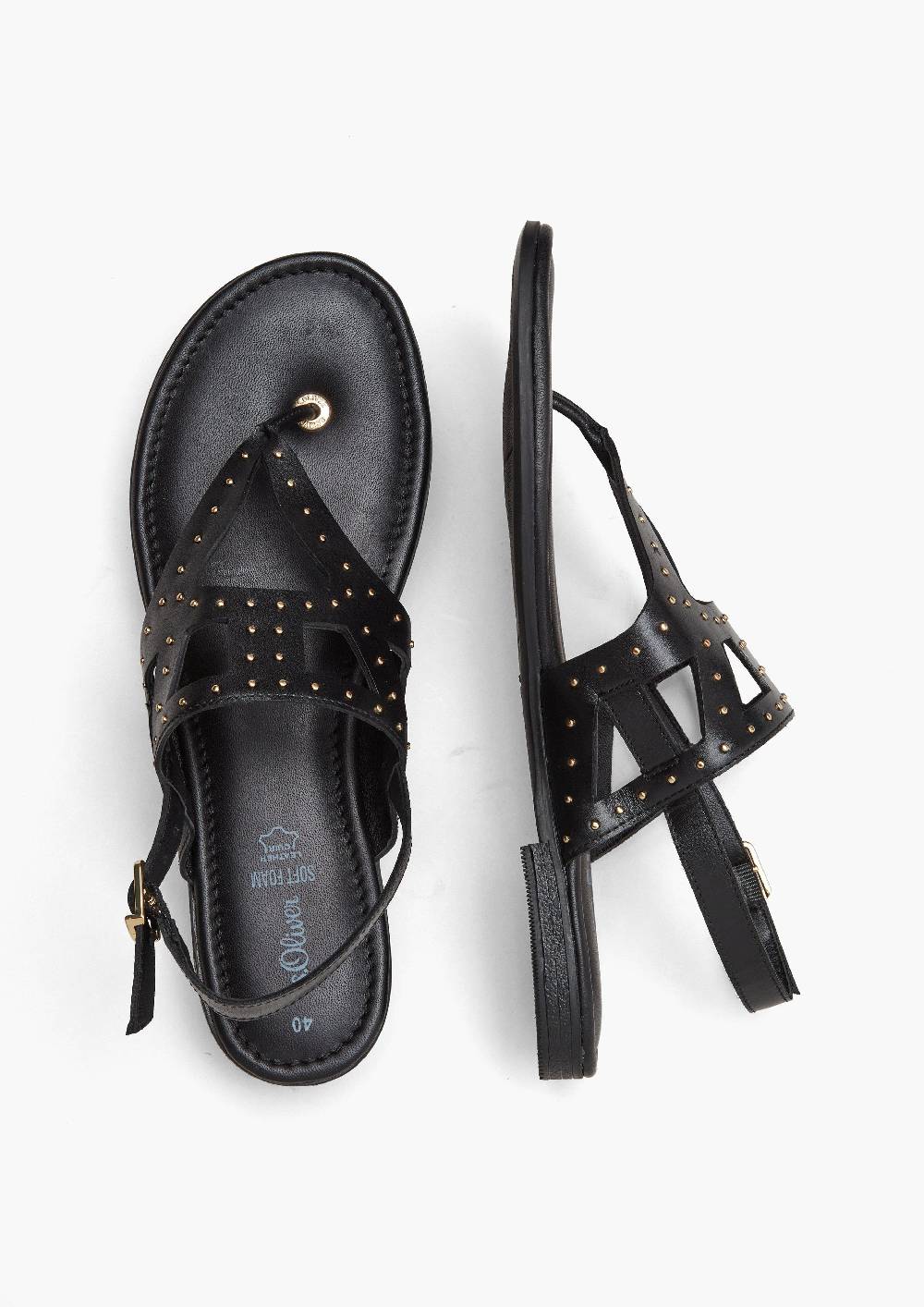 S.Oliver Leder-Sandalen Mit Nieten-Besatz