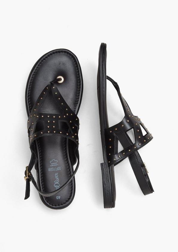 s.Oliver Leder-Sandalen mit Nieten-Besatz