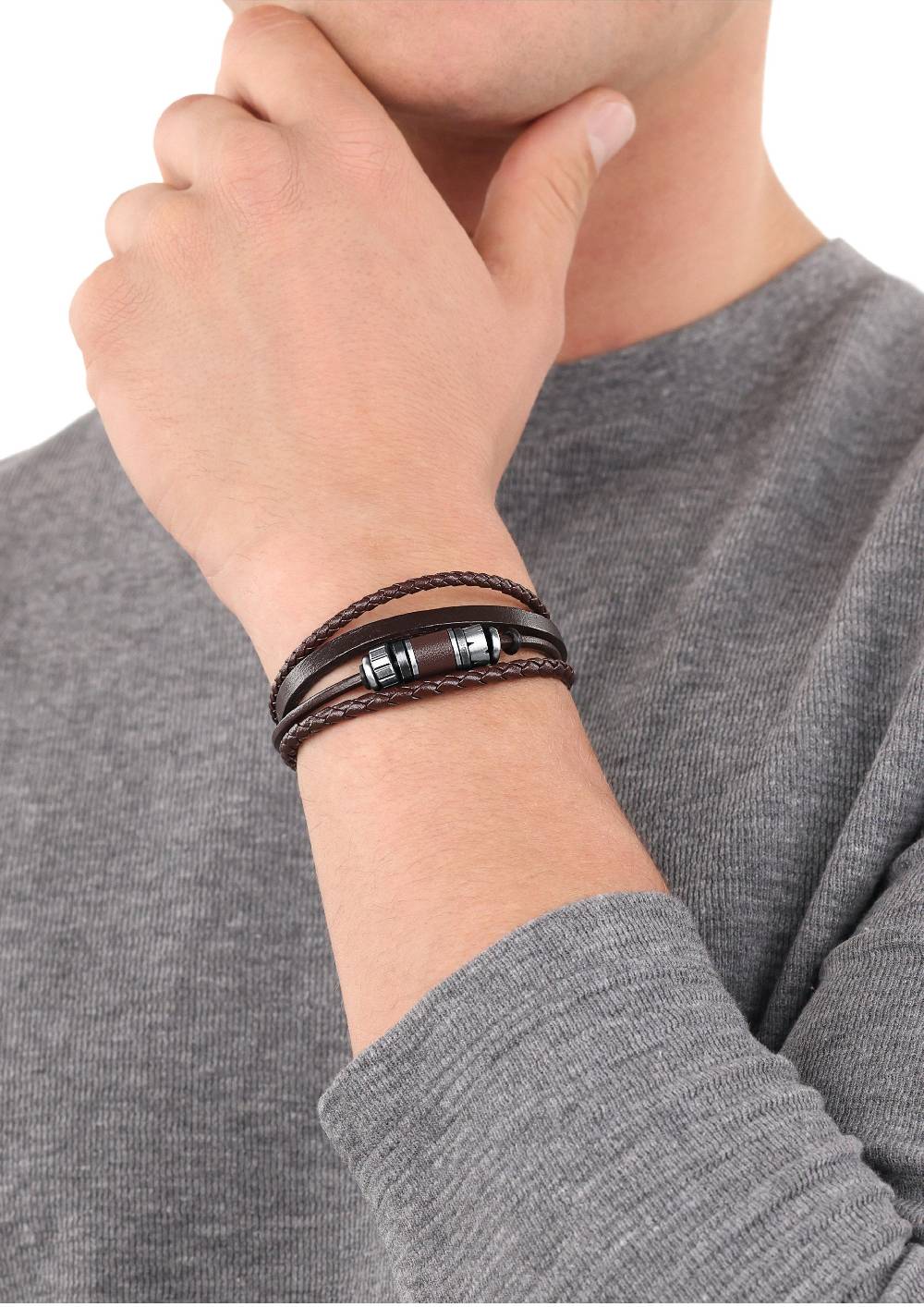 S.Oliver Lederarmband Mit Beads-Detail