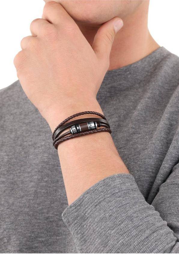 s.Oliver Lederarmband mit Beads-Detail