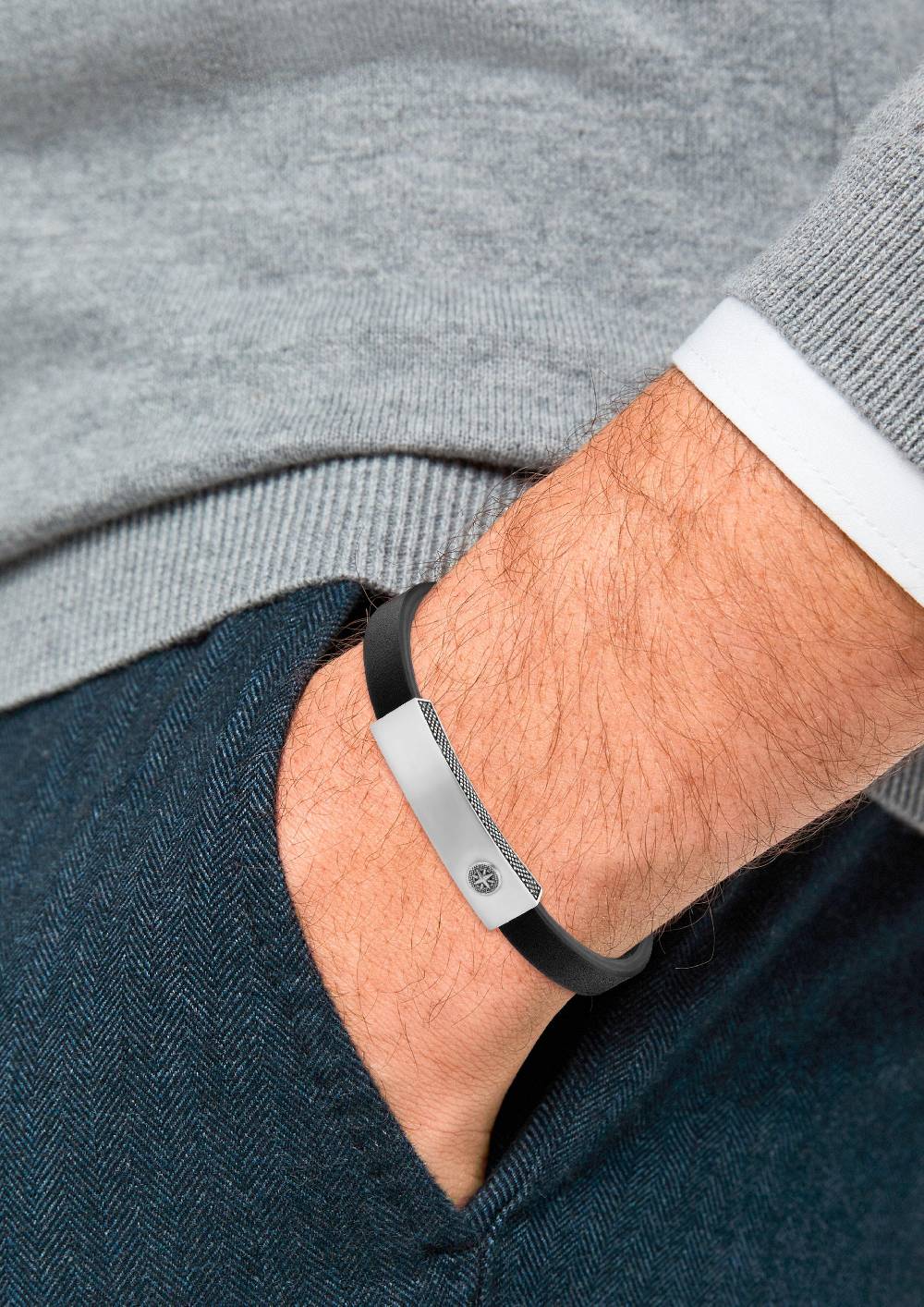 S.Oliver Lederarmband Mit Gravierbarer Platte
