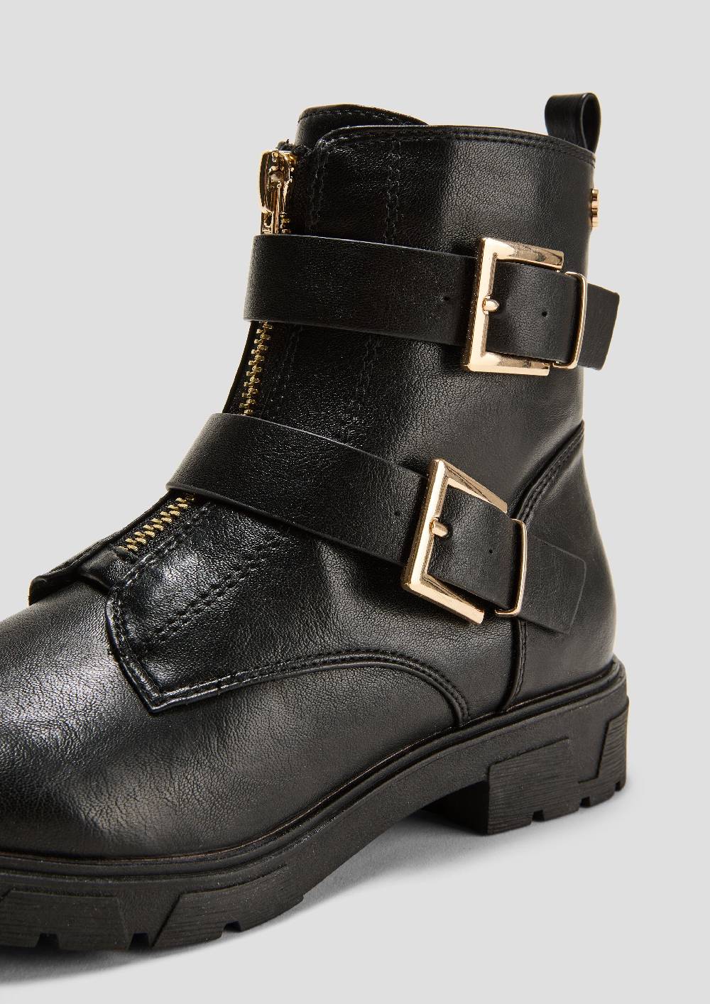 S.Oliver Lederoptik-Stiefel Mit Schnallen-Detail