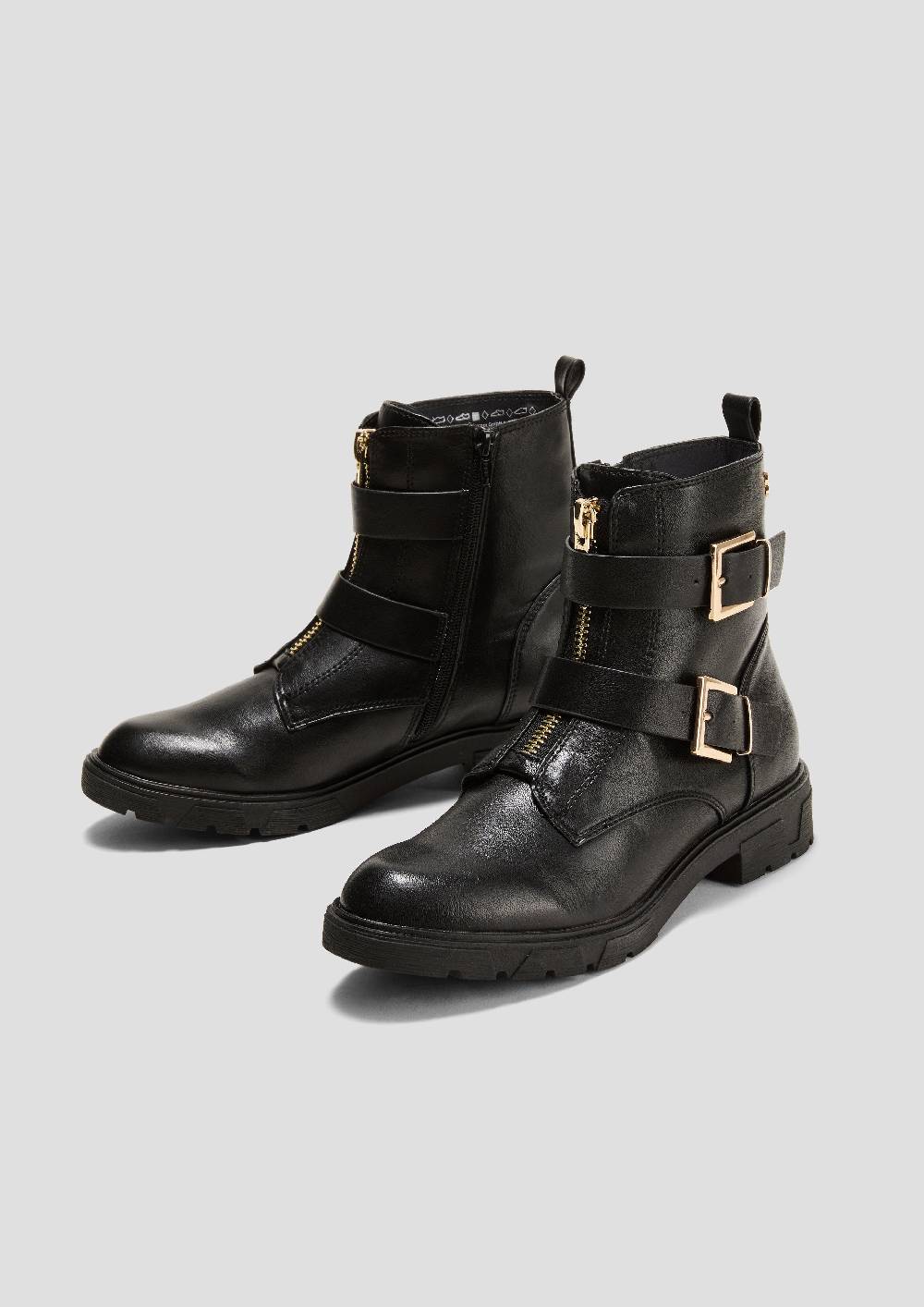 S.Oliver Lederoptik-Stiefel Mit Schnallen-Detail