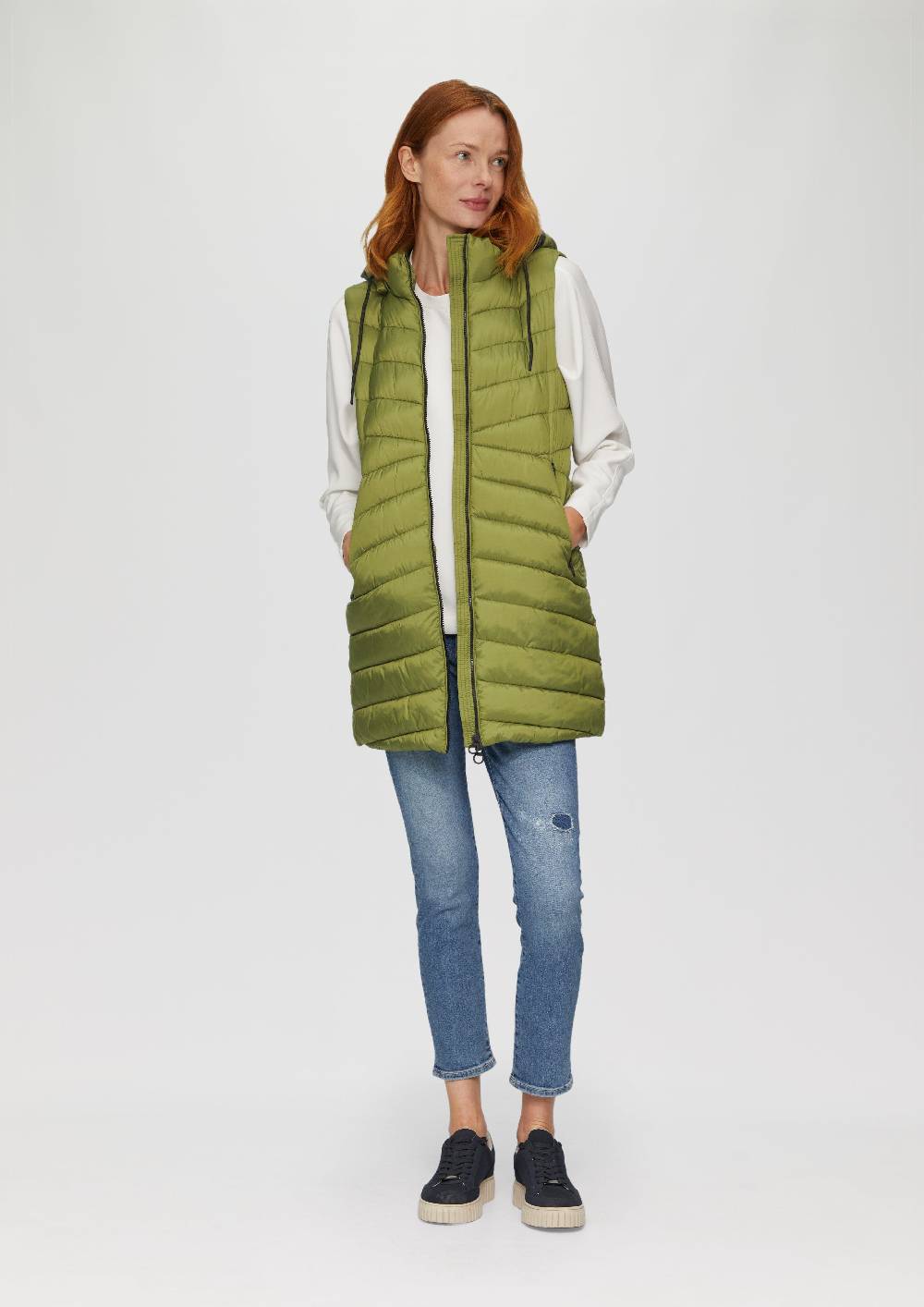 S.Oliver Leichte Steppweste Mit Logo-Kapuze