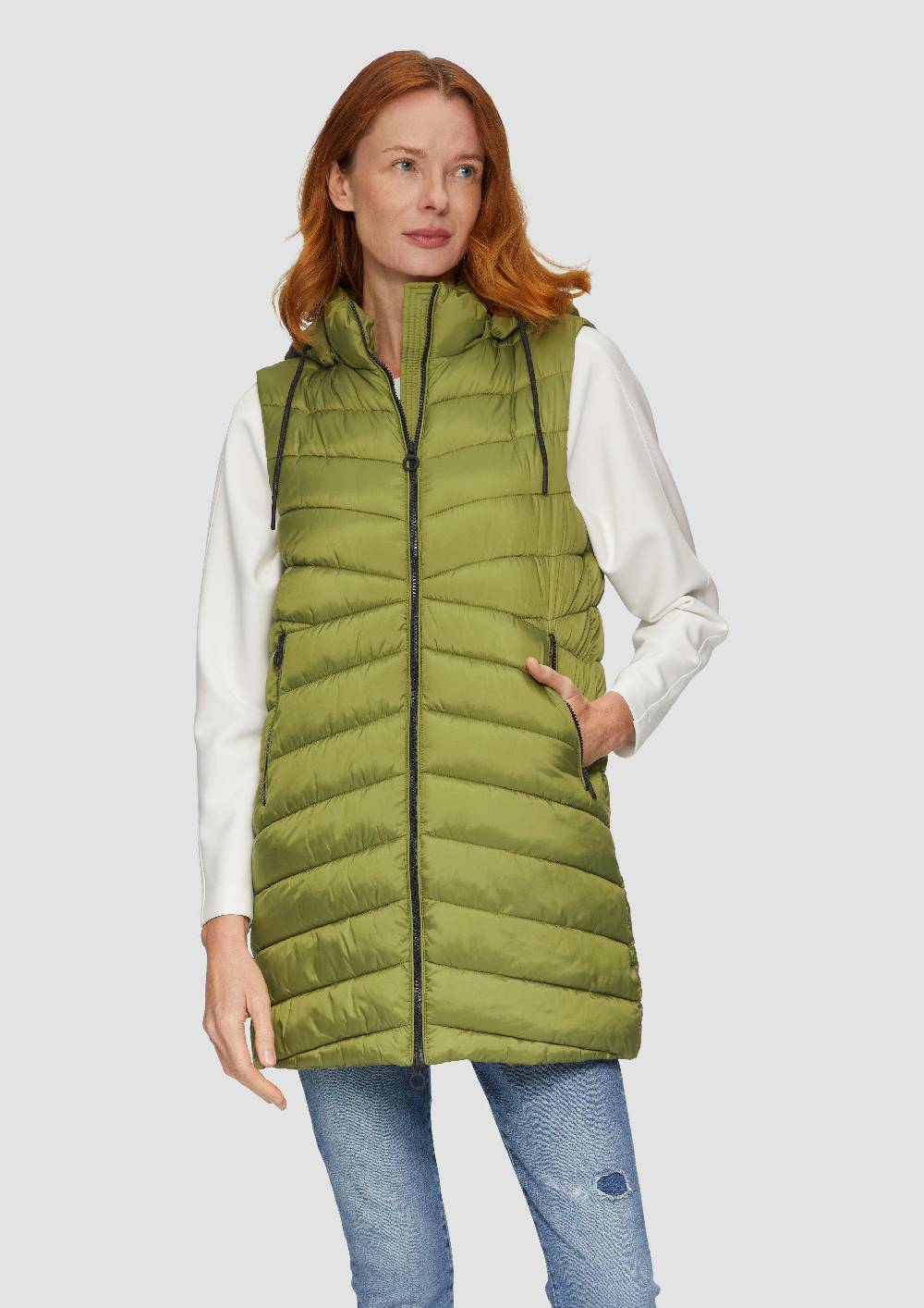 S.Oliver Leichte Steppweste Mit Logo-Kapuze