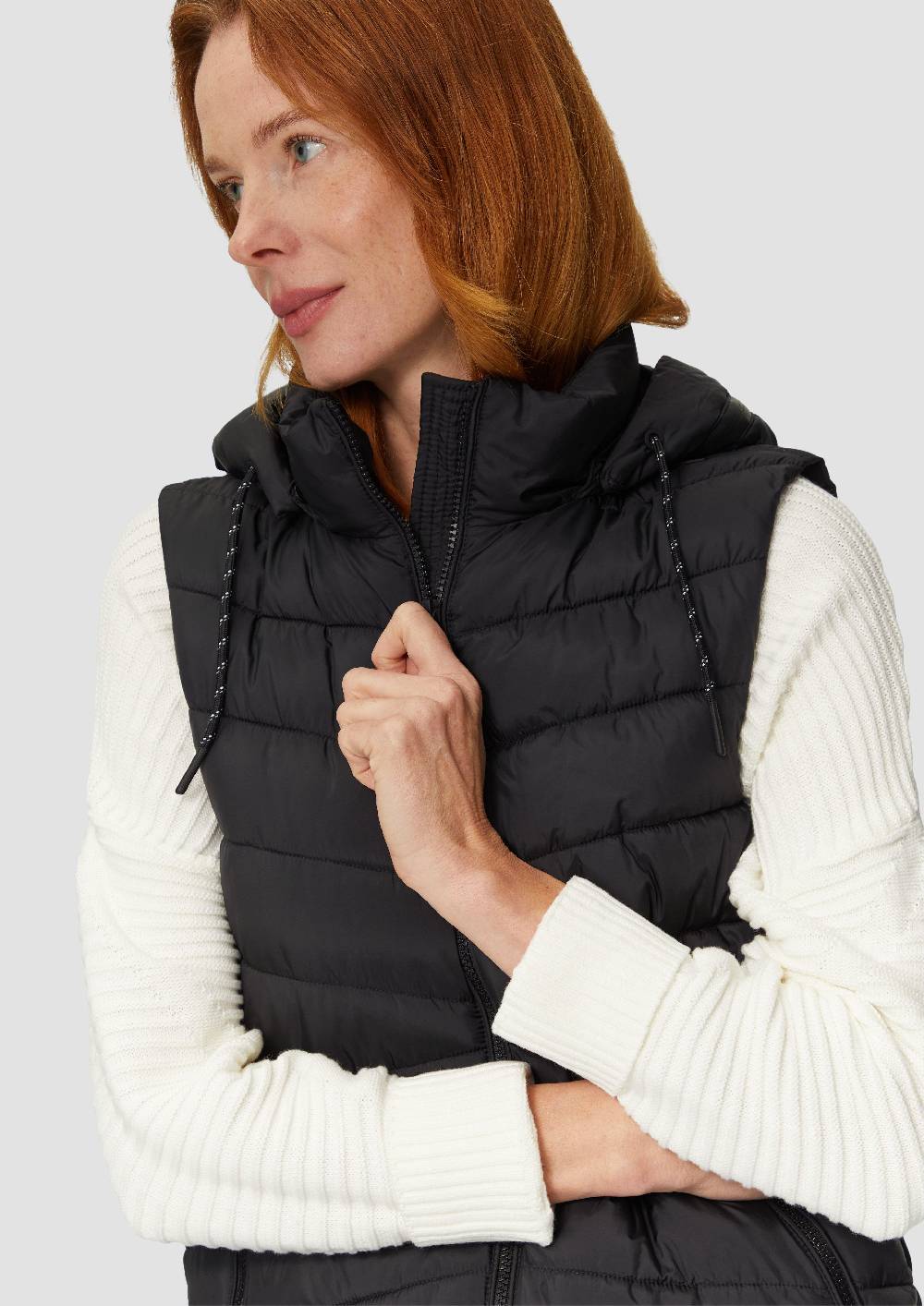 S.Oliver Leichte Steppweste Mit Logo-Kapuze