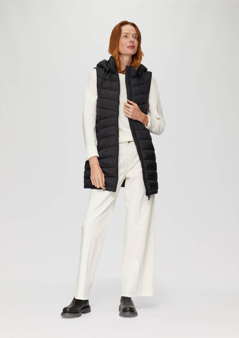 S.Oliver Leichte Steppweste Mit Logo-Kapuze