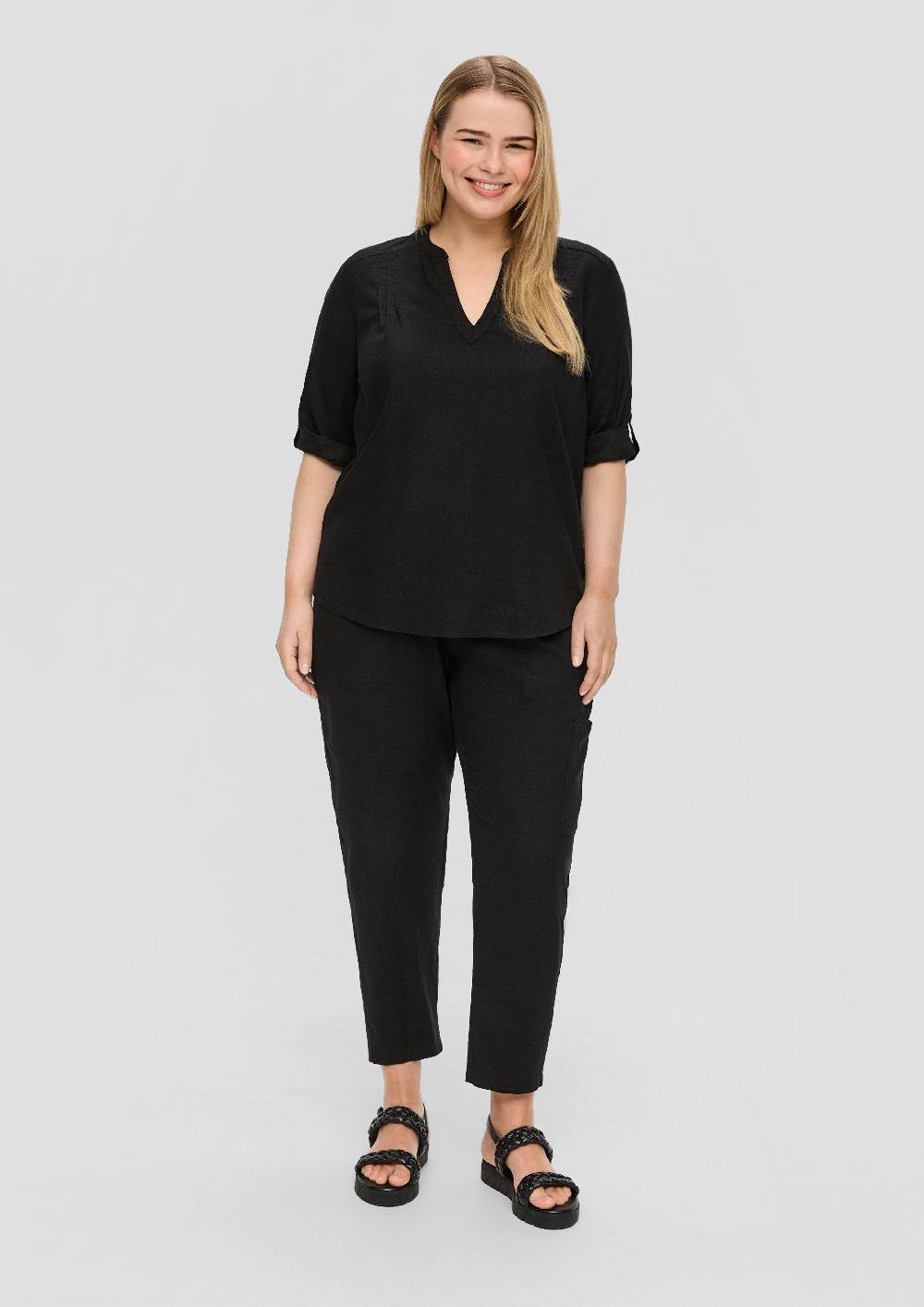 S.Oliver Leinenbluse Mit 3/4-Arm Und Raffung