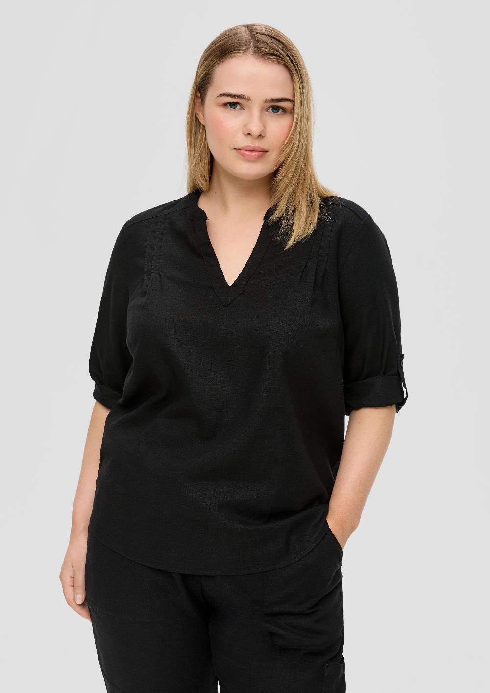 S.Oliver Leinenbluse Mit 3/4-Arm Und Raffung