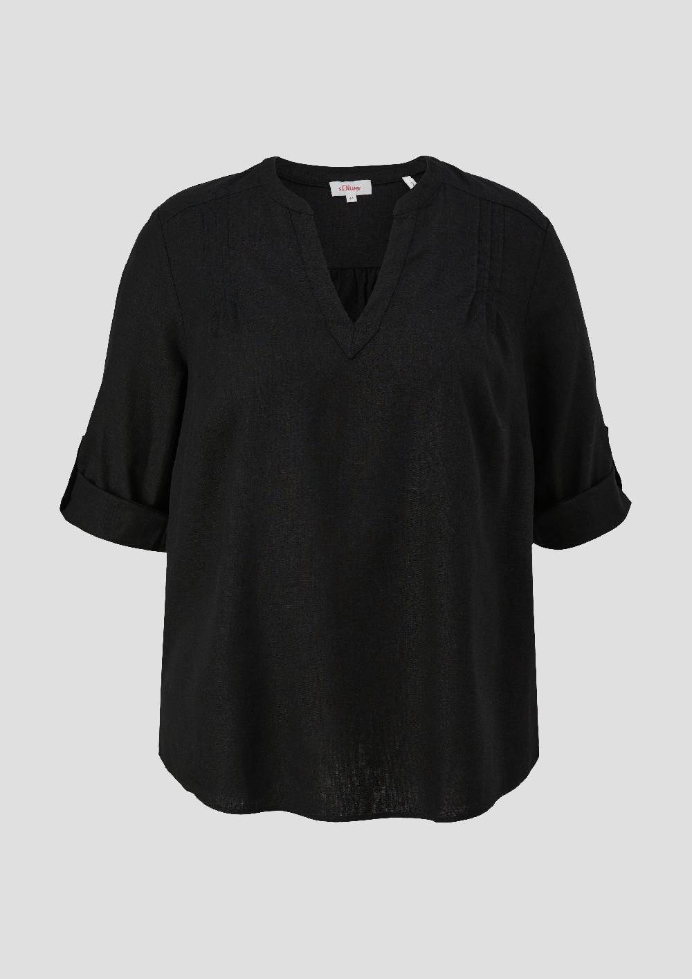 S.Oliver Leinenbluse Mit 3/4-Arm Und Raffung