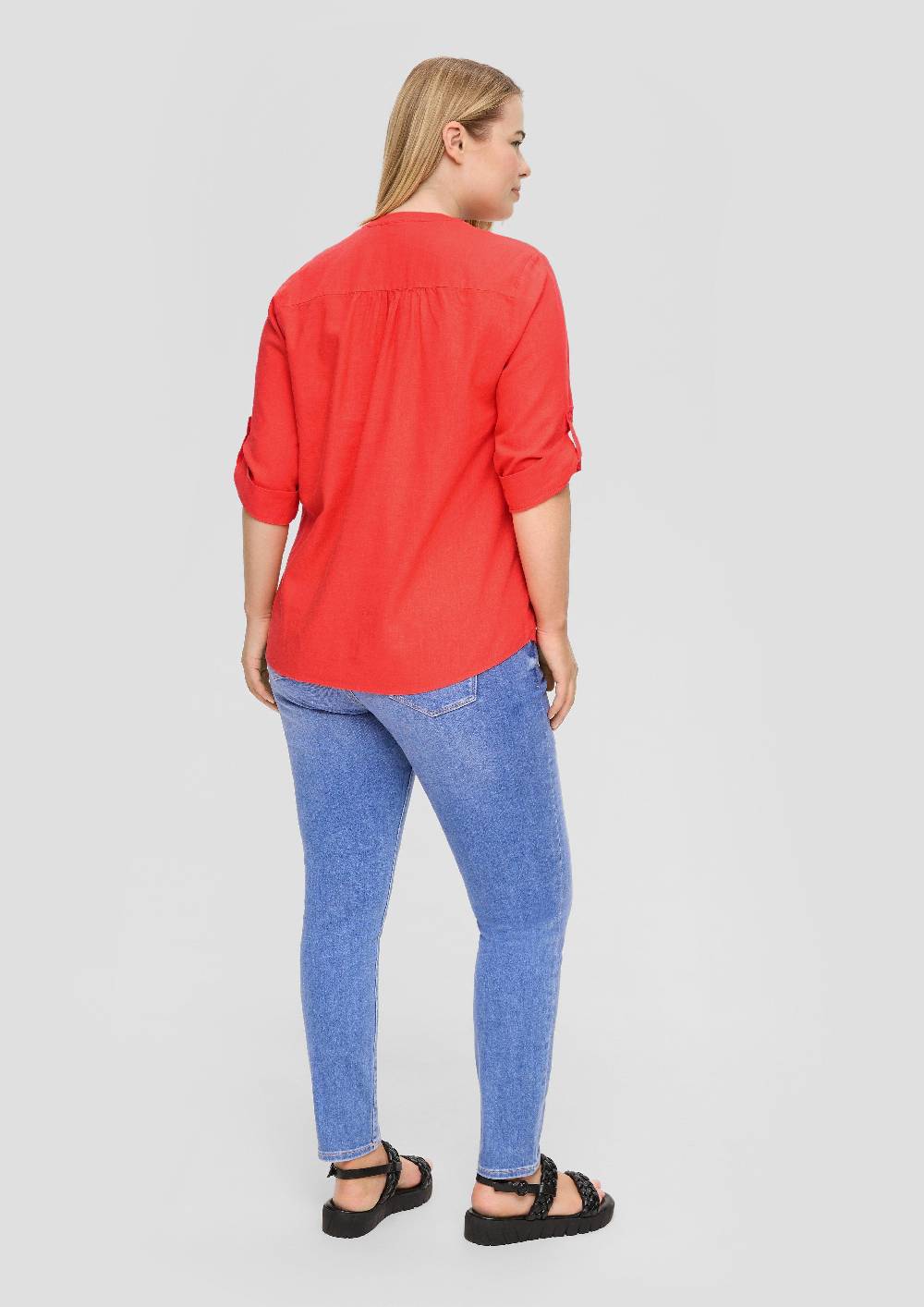 S.Oliver Leinenbluse Mit 3/4-Arm Und Raffung