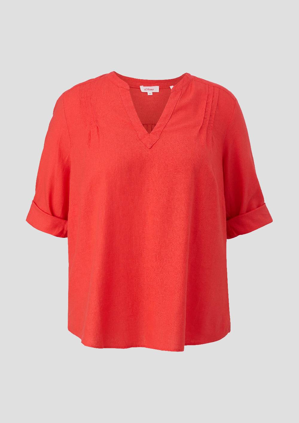 S.Oliver Leinenbluse Mit 3/4-Arm Und Raffung