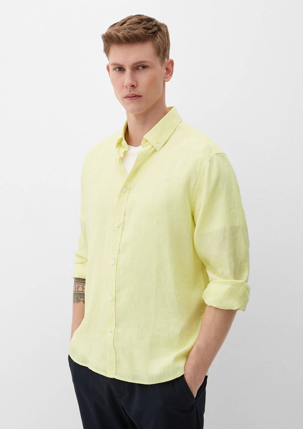 S.Oliver Leinenhemd Mit Button-Down-Kragen