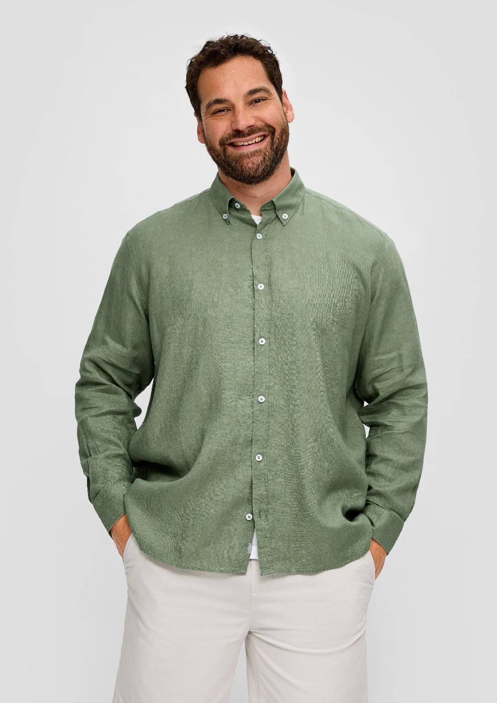 S.Oliver Leinenhemd Mit Button-Down-Kragen