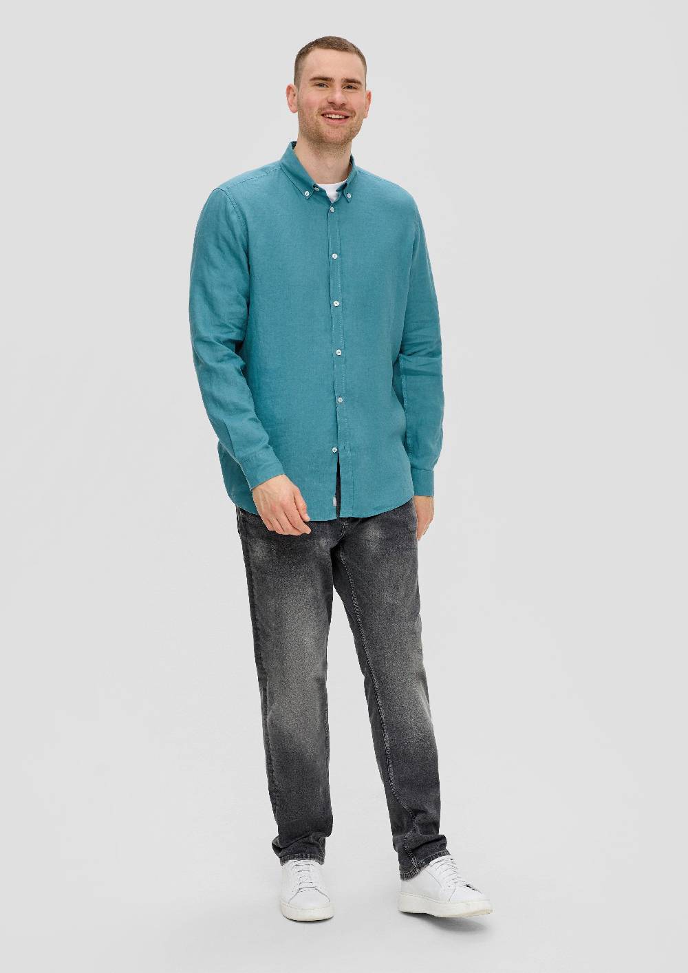 S.Oliver Leinenhemd Mit Button-Down-Kragen