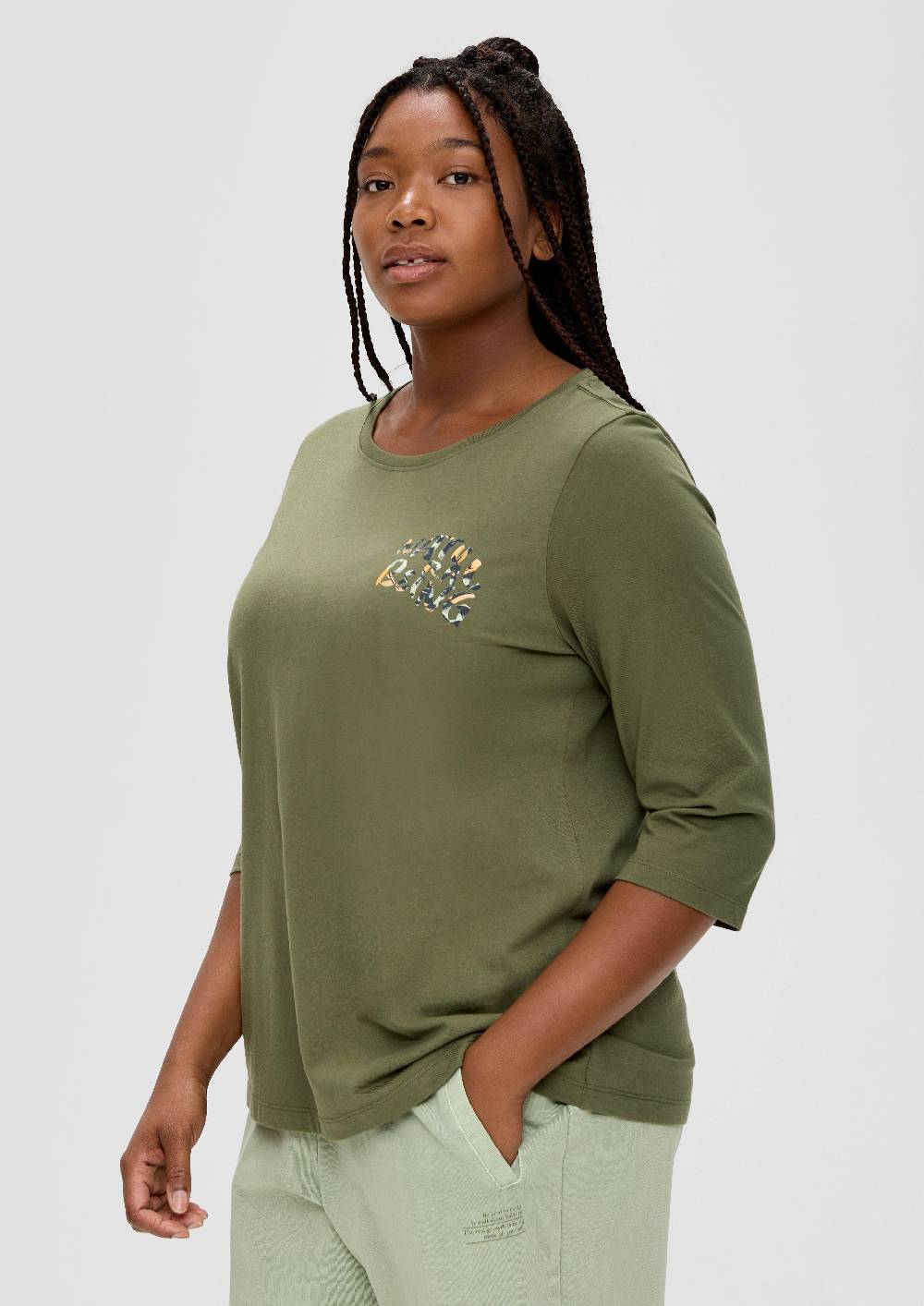 S.Oliver Longsleeve Mit Flockprint-Detail