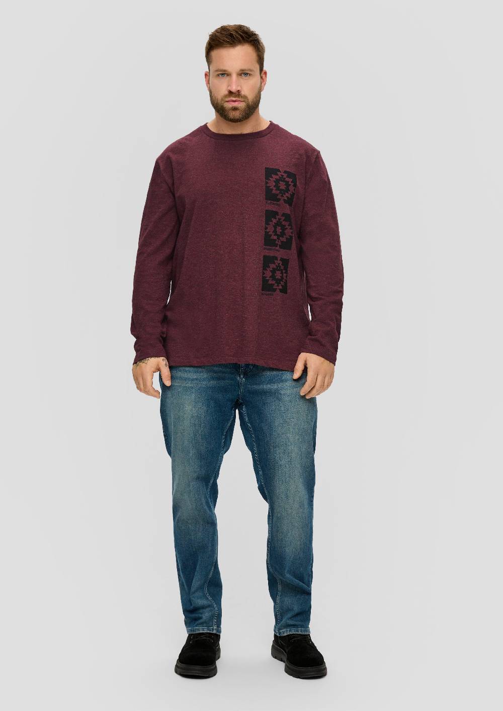 S.Oliver Longsleeve Mit Gummiertem Grafik-Print