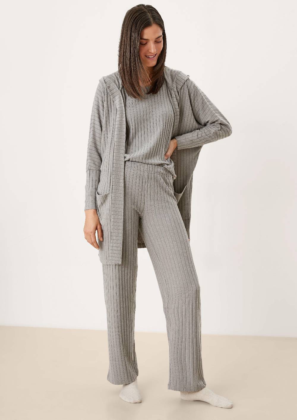 S.Oliver Loungewear Cardigan Mit Rippstruktur