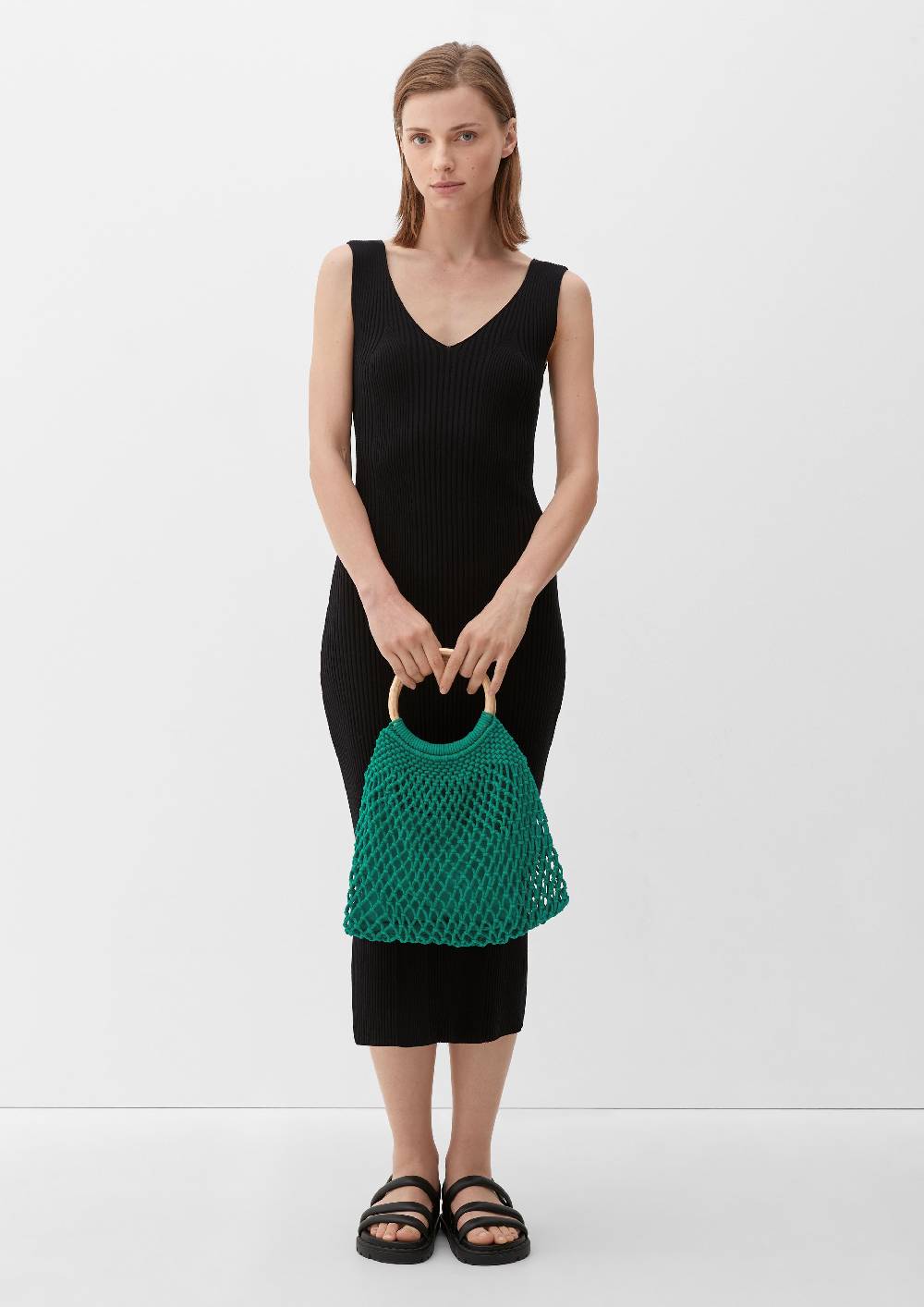 S.Oliver Makramee-Shopper Mit Holzgriff