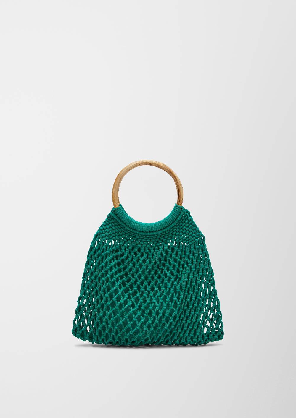 S.Oliver Makramee-Shopper Mit Holzgriff