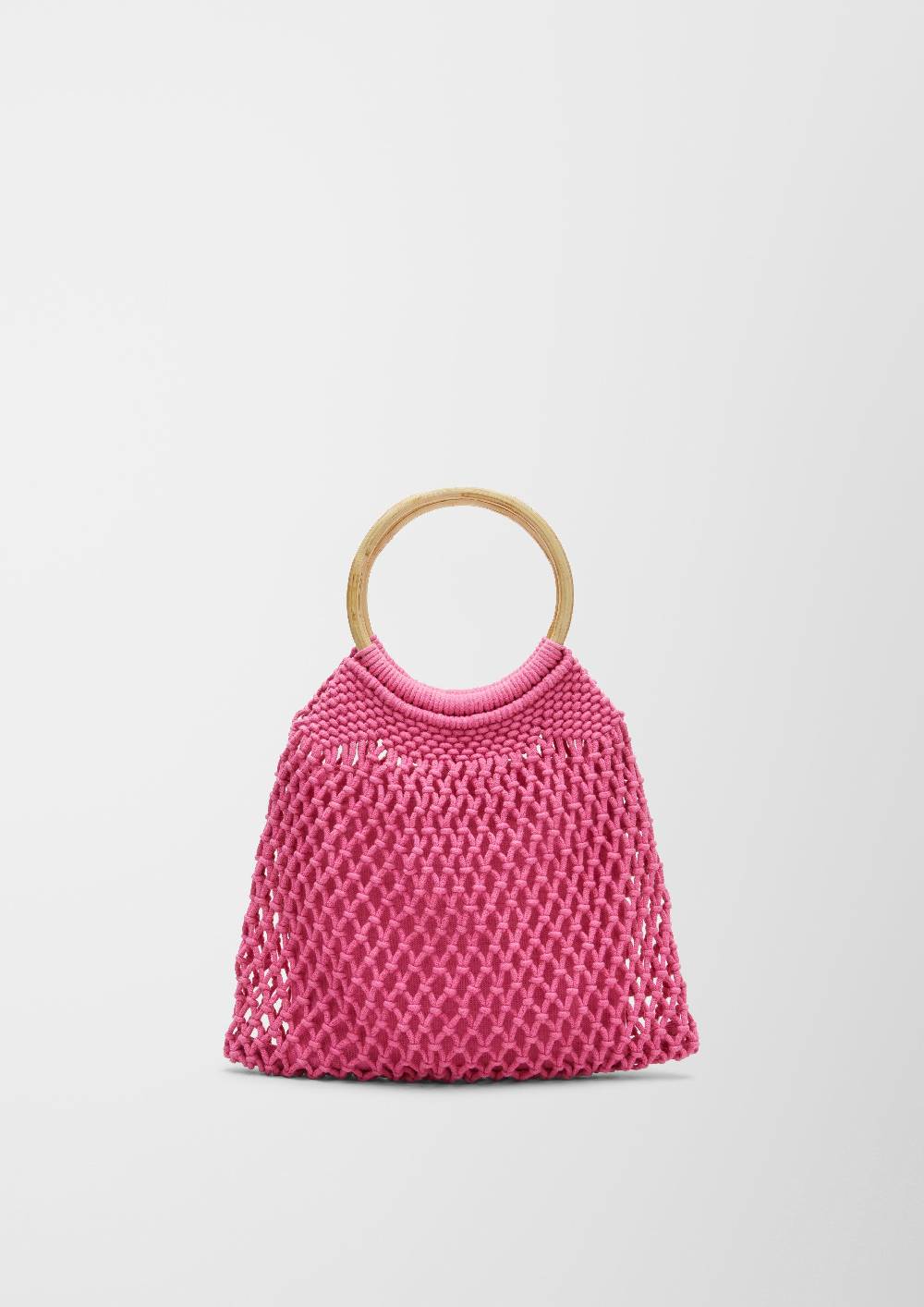 S.Oliver Makramee-Shopper Mit Holzgriff