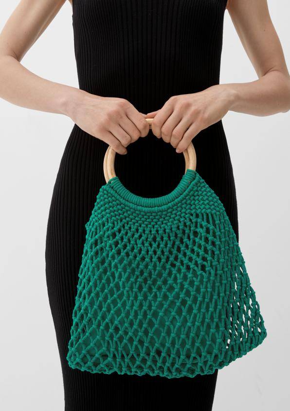 S.Oliver Makramee-Shopper Mit Holzgriff