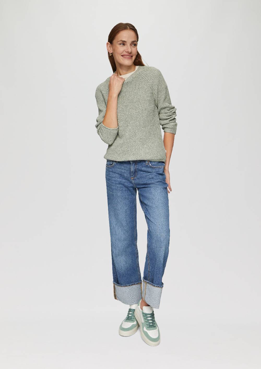 S.Oliver Melierter Strickpullover Mit Raglanärmeln