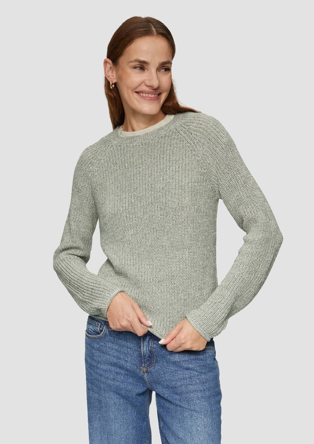 S.Oliver Melierter Strickpullover Mit Raglanärmeln