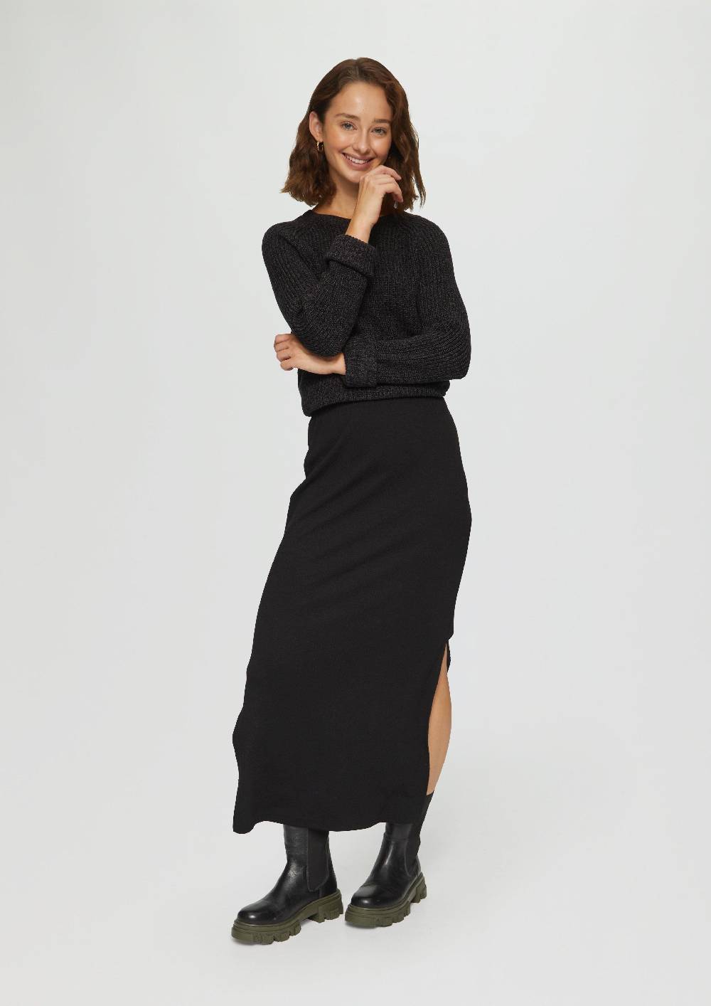 S.Oliver Melierter Strickpullover Mit Raglanärmeln