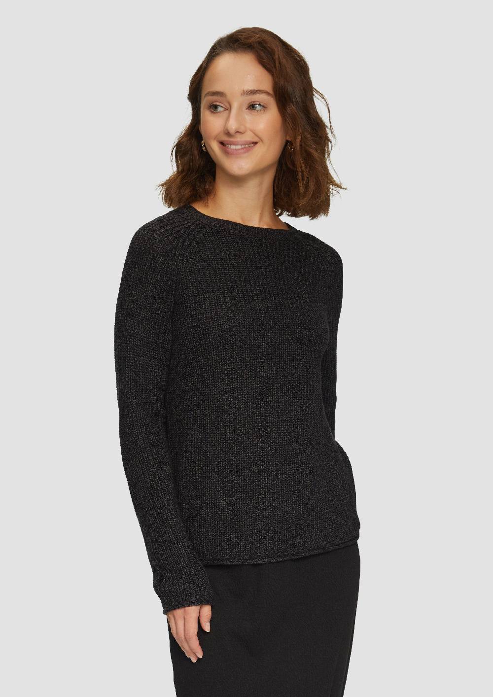 S.Oliver Melierter Strickpullover Mit Raglanärmeln