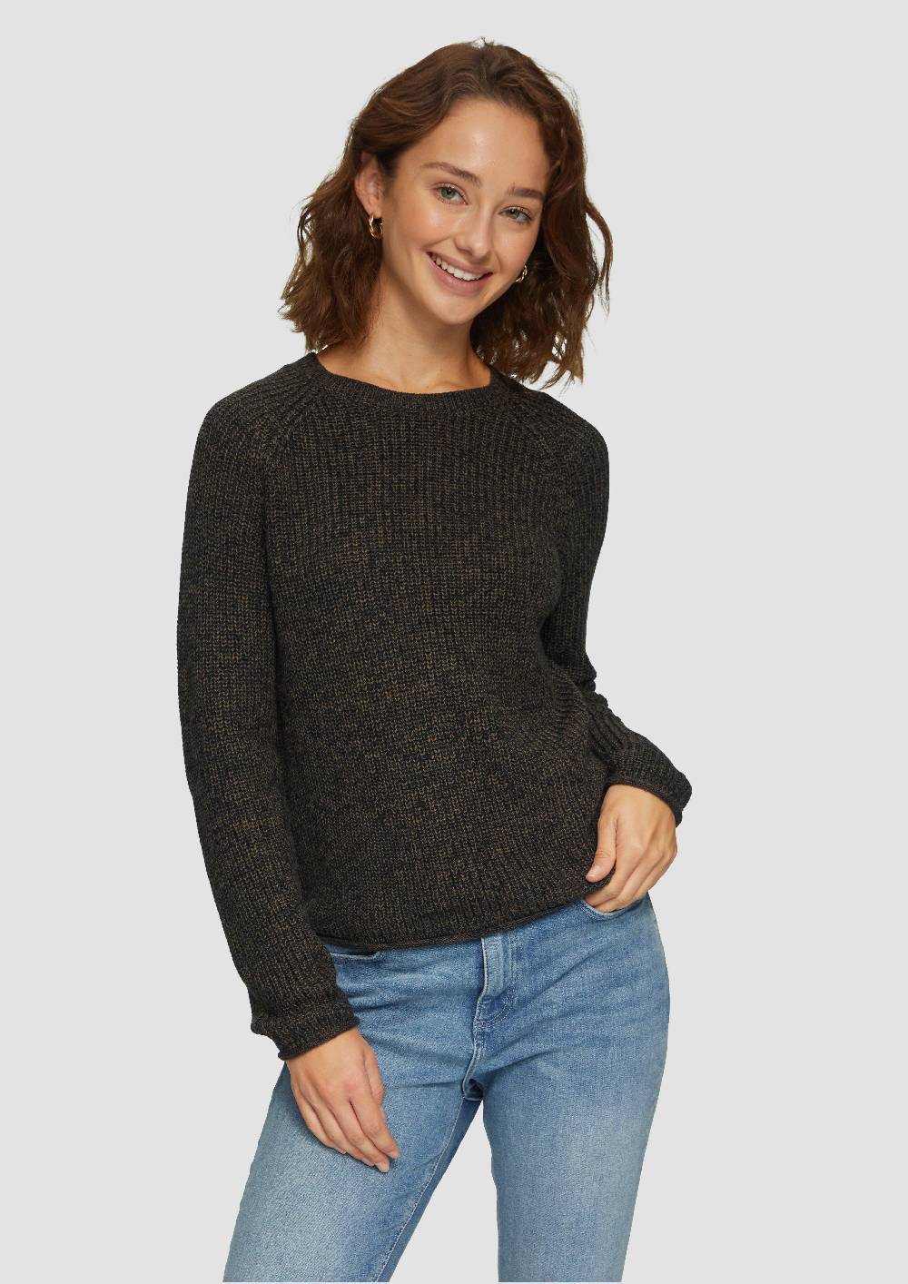 S.Oliver Melierter Strickpullover Mit Raglanärmeln