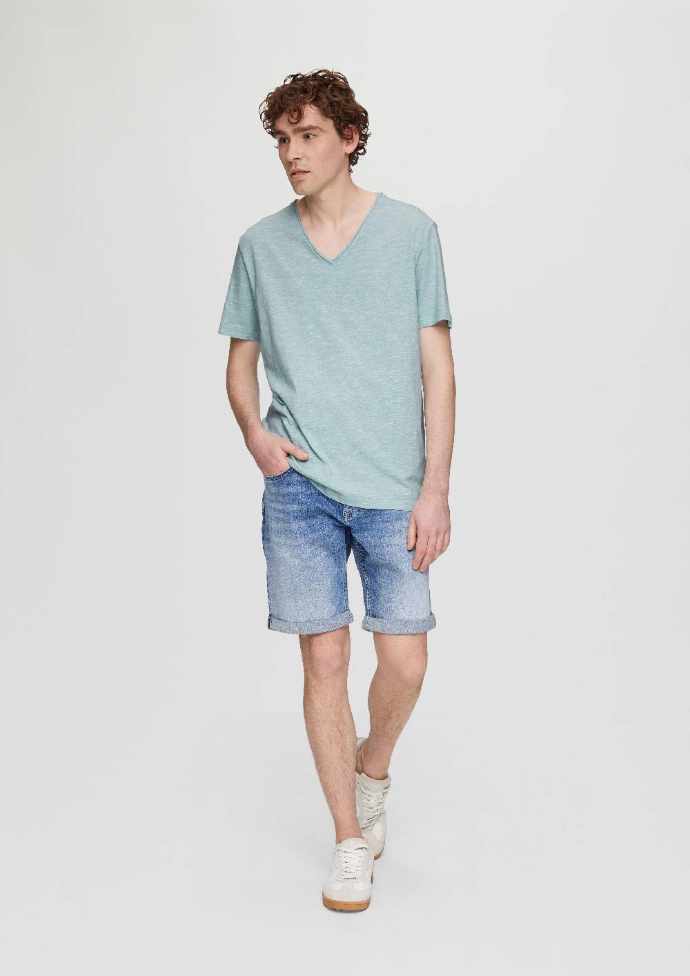 S.Oliver Meliertes Baumwollshirt Mit V-Ausschnitt