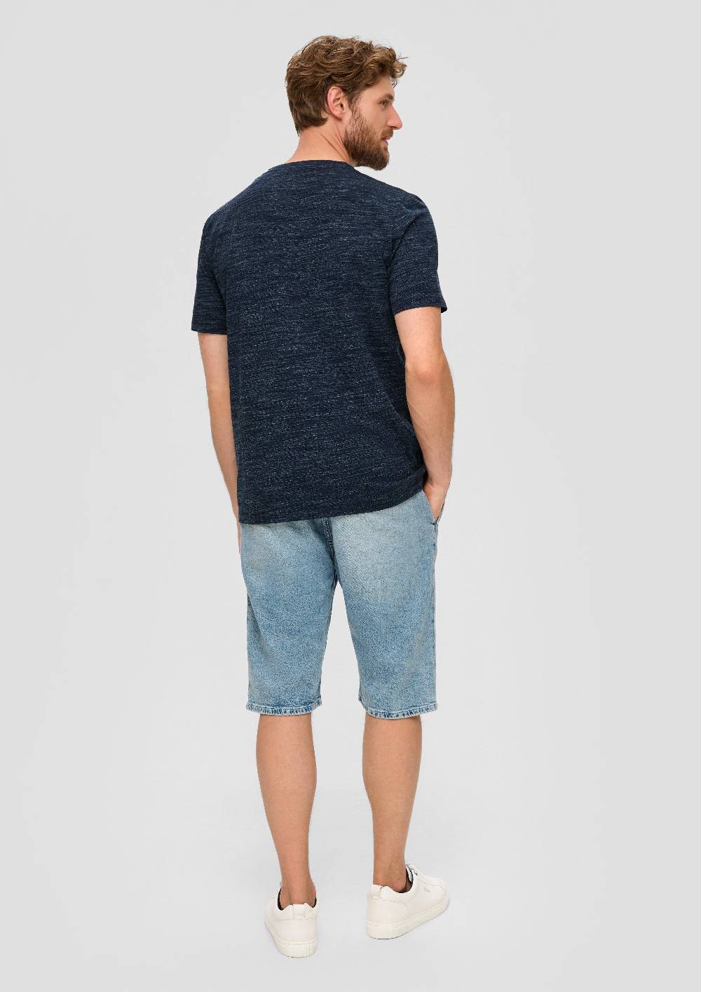 S.Oliver Meliertes T-Shirt Mit Henley-Ausschnitt