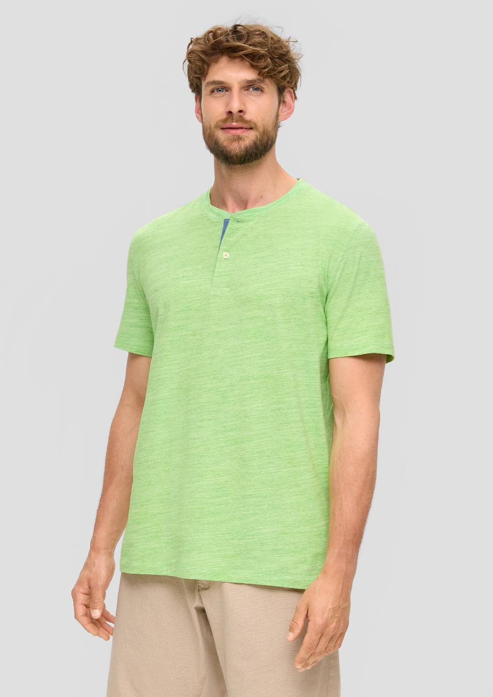 S.Oliver Meliertes T-Shirt Mit Henley-Ausschnitt