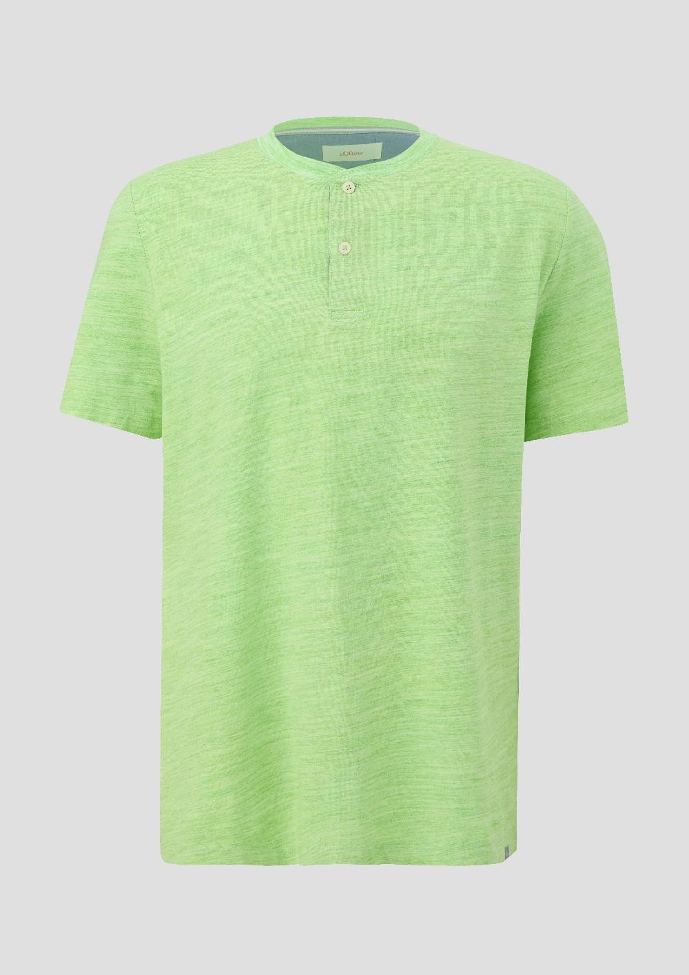 S.Oliver Meliertes T-Shirt Mit Henley-Ausschnitt